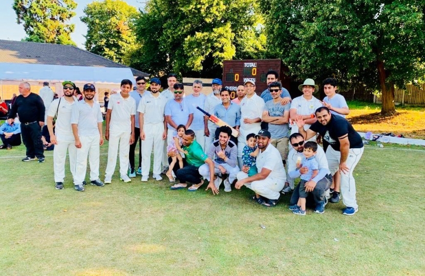 Rehman with members of Rainham Cricket Club