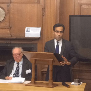 Rehman speaking at the reception