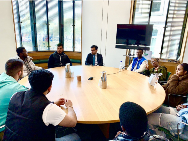 Rehman with students from Mid Kent College in parliament